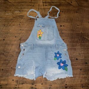 No Boundaries embroidered flower child L/XL denim overalls